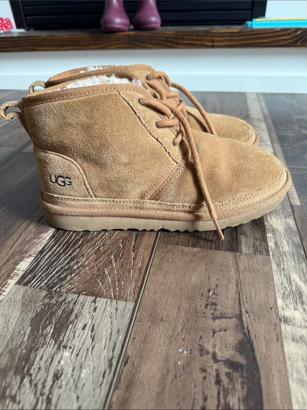 UGG Chestnut Suede Shearling Lace-Up Ankle Boot